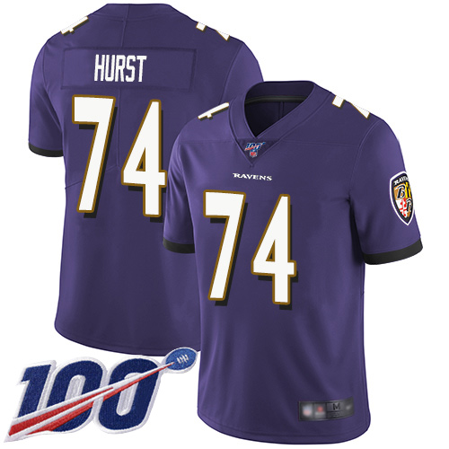 Baltimore Ravens Limited Purple Men James Hurst Home Jersey NFL Football 74 100th Season Vapor Untouchable
